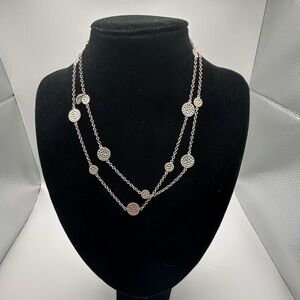 Anna Beck Sterling Silver Disc Dot Station Link Necklace 36”